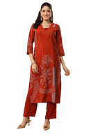Gerua By Libas Printed Silk Straight Kurta