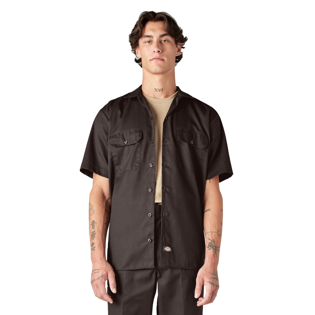 Unisex Short-Sleeve Work Shirt - BLAcK - S(D0102H7MFV6)