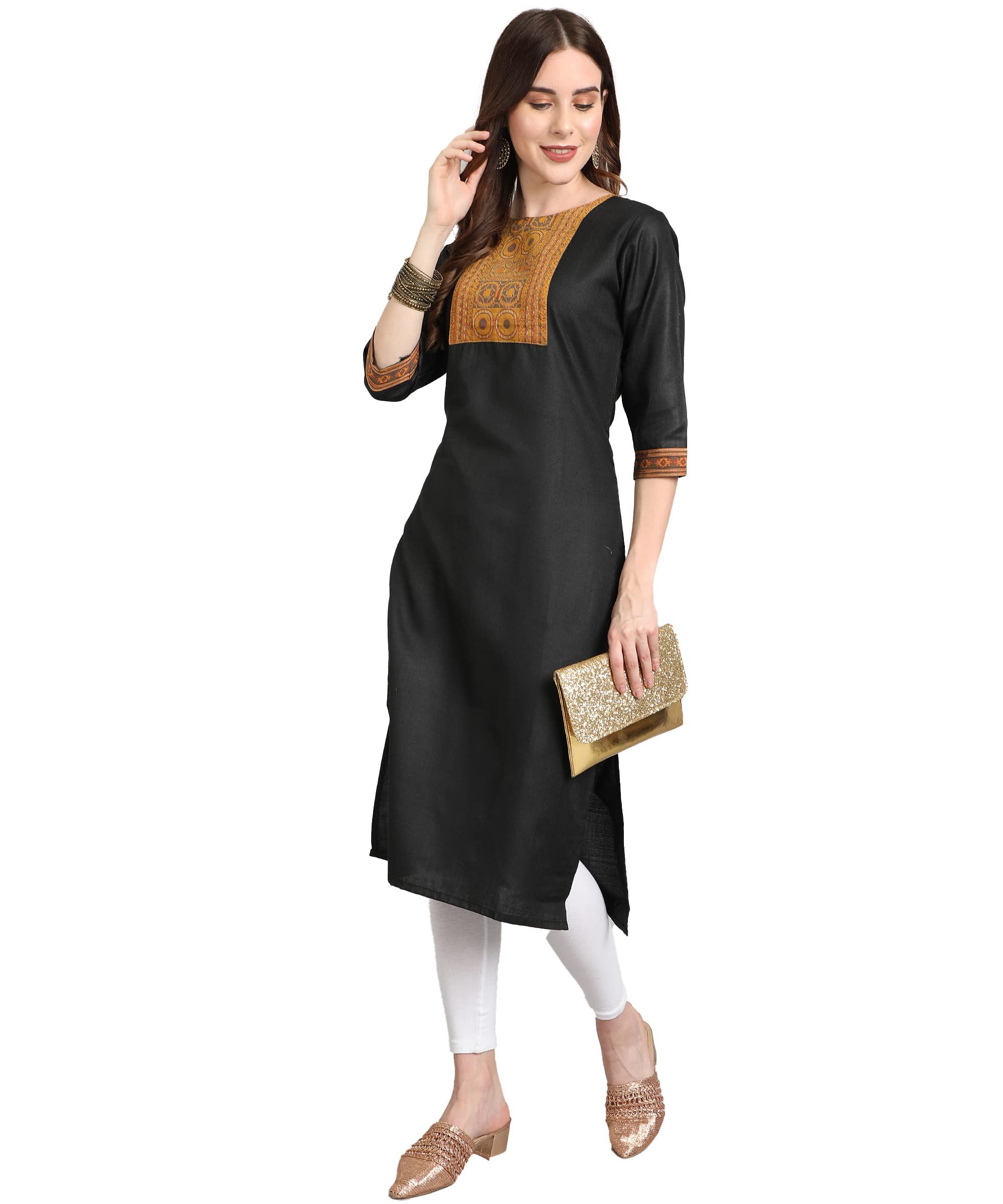 Lookmark Womens Cotton Blend Straight Solid Kurti(K1061-L)