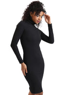 Ketch WomenS Lycra A-Line Midi Casual Dress (Khj6000180_Black