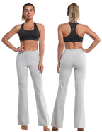 BUBBLELIME 29/31/33/35 4 Styles Women's Inner Pocket Bootcut Yoga Pants - Basic Cotton_HeatherGray L-35 Inseam