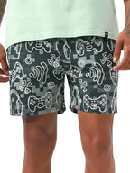 Bewakoof Mens All Over Printed Regular Fit Poplin Cotton Boxer_659522_Black_XL