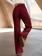 Tee Projekt Regular Fit Trousers for Women| Korean Trousers for Women Maroon-Beige