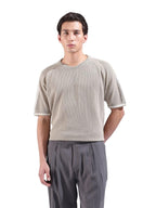The Indian Garage Co Mens Oversized Solid Flatknit Half Sleeves Crew Neck Sweater