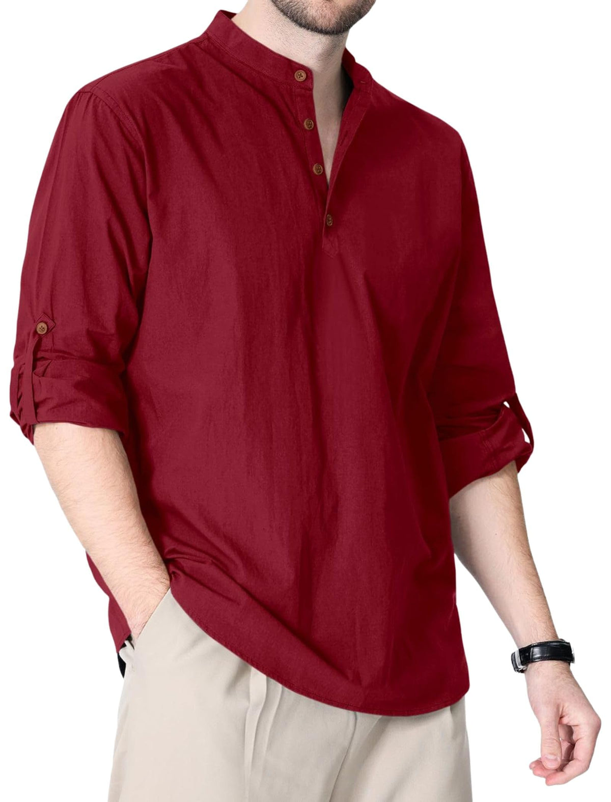 Fifth U Mens Kurta || Chinese Collar Full Sleeves || Straight Hip Length Kurtas || Short Kurta for Men || for Festival || Funct