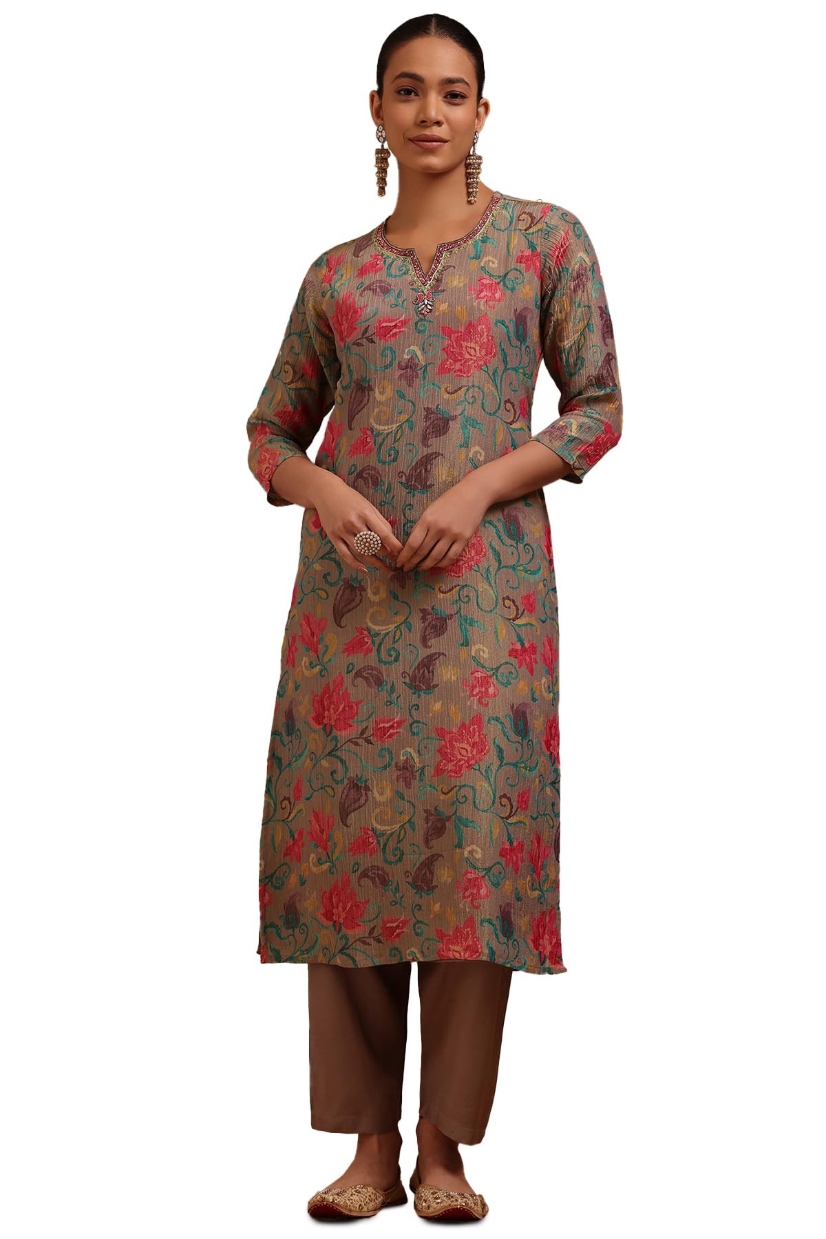 Soch Women Tissue Floral Print Kurta Set with Work