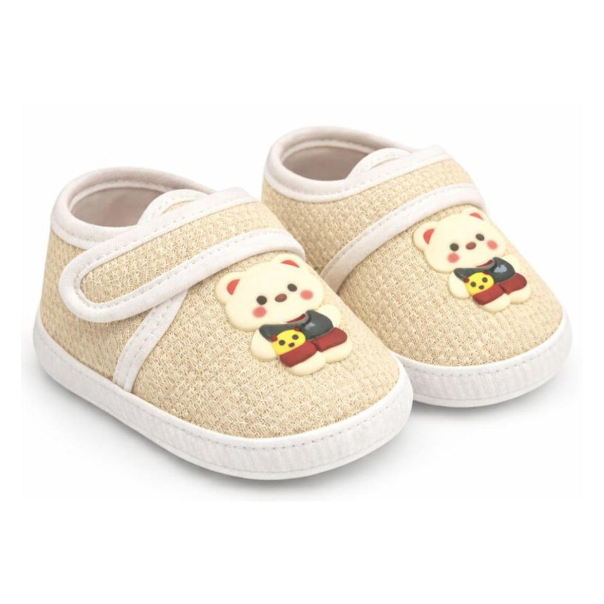Puresole Newborn Cotton Booties | 03 Months | Soft Cotton Booties With Velcro Closure | Cute Winter Shoes For Infants | Ideal F 0-3