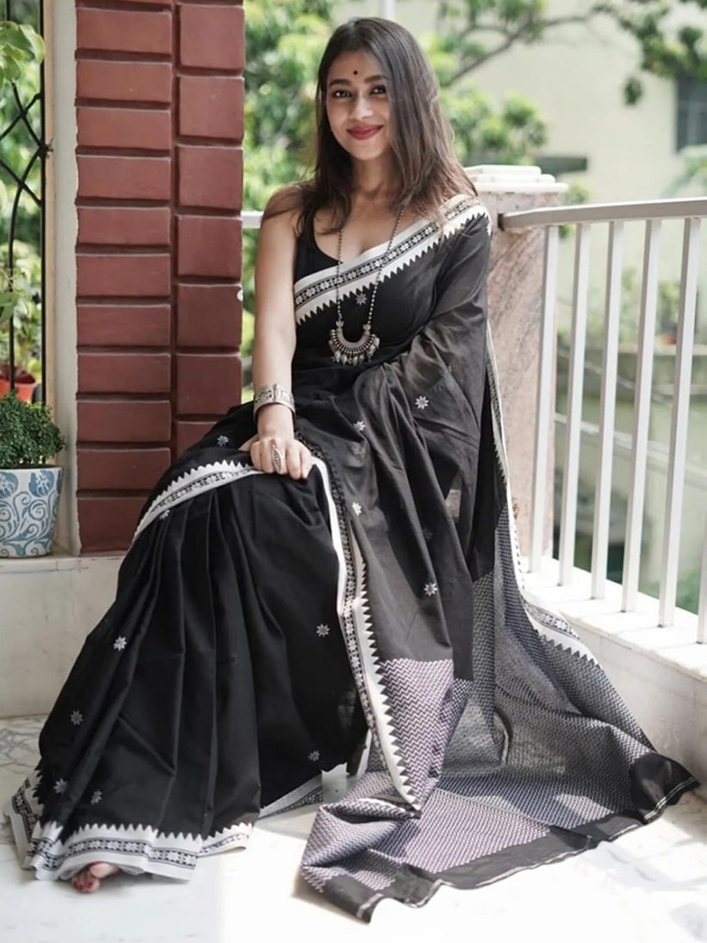 Satrani Womens Cotton Silk Banarasi Jacquard Kanjivaram Silk Saree with Unstitched Blouse Piece