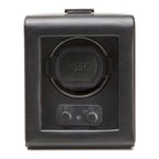 WOLF Heritage Single Winder with Glass Cover, Black - Secure Fit with Patented Lock-in Dynamic Cuff - for Bigger, Heavier Watche