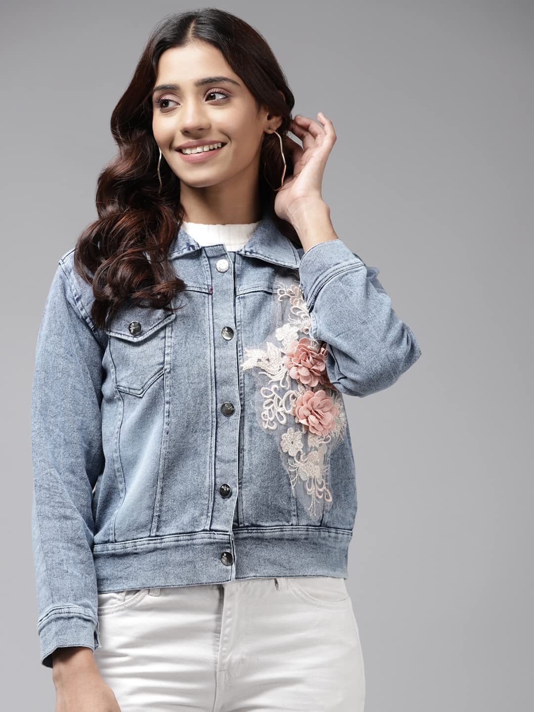 Aarika Girls A-Line Coat (New_DN-113_Denim Blue_11-12 Years)