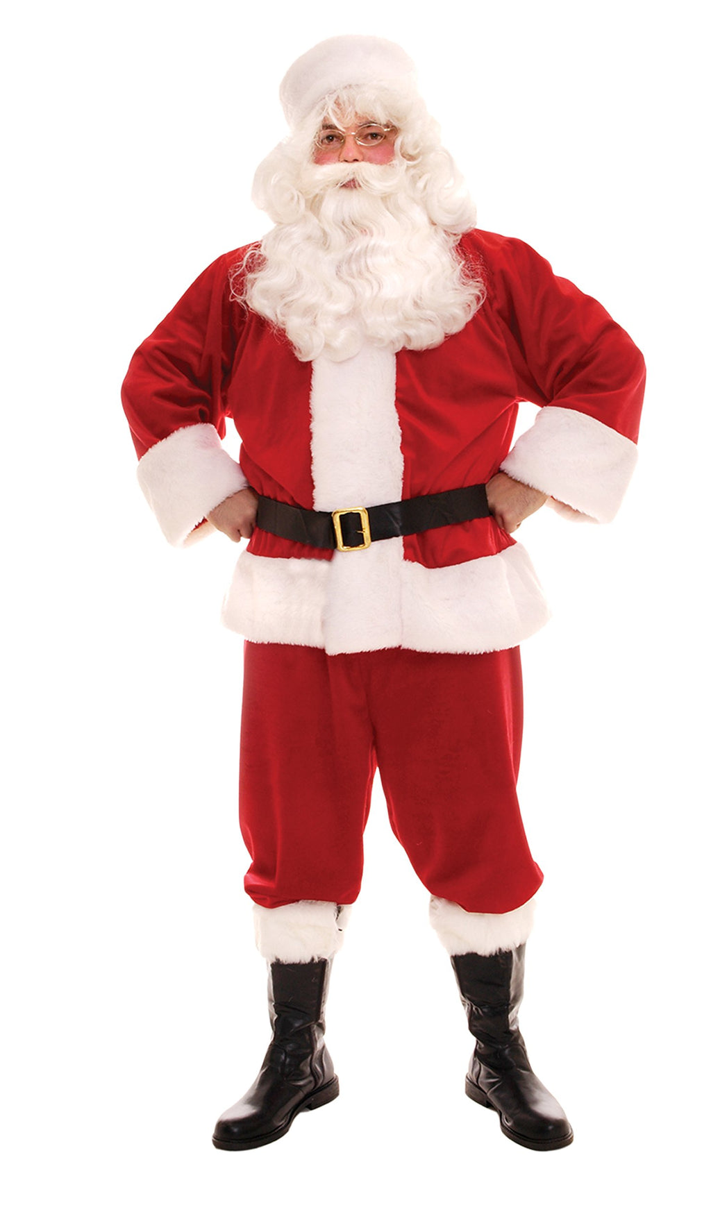 Underwraps Men's Plus-Size Plush Santa, Red/White/Black, XX-Large