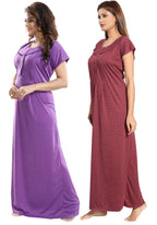 Fabme Womens Cotton Blend Textured Maxi Casual Night Gown
