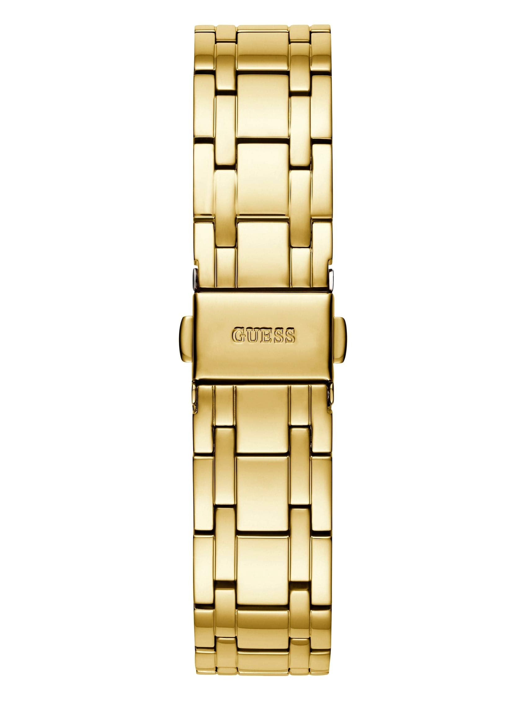 GUESS Black + Gold-Tone Crystal Silicone Watch