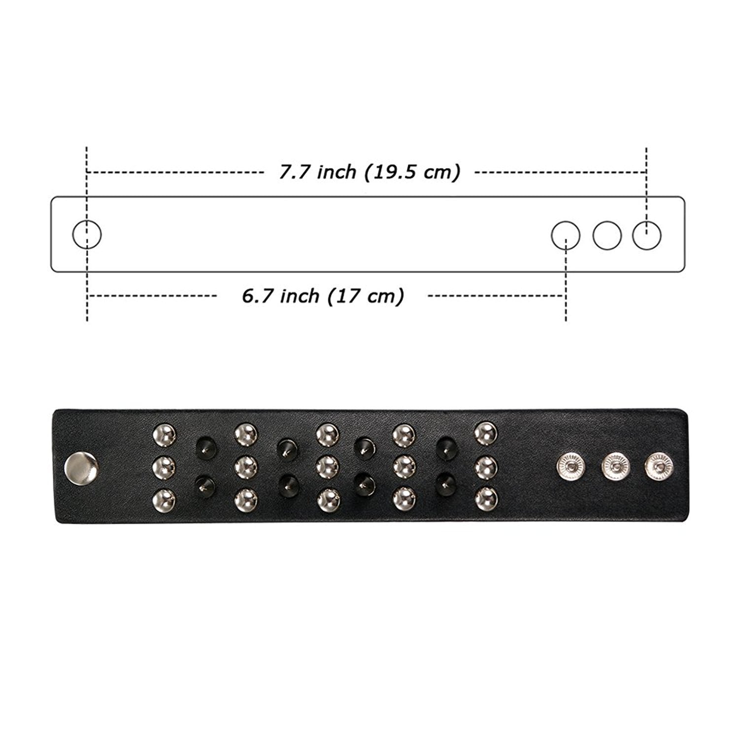 Aroncent 3PCS Spike Studded Bracelet Rock Biker Wide Strap Bracelet Set Adjustable Spiked Leather Cuff Bracelet Goth Punk Access