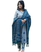 ANNI DESIGNER Womens Rayon Blend Embroidered Straight Kurta with Pant & Dupatta (VINEEKA White_M_Blue_Medium)