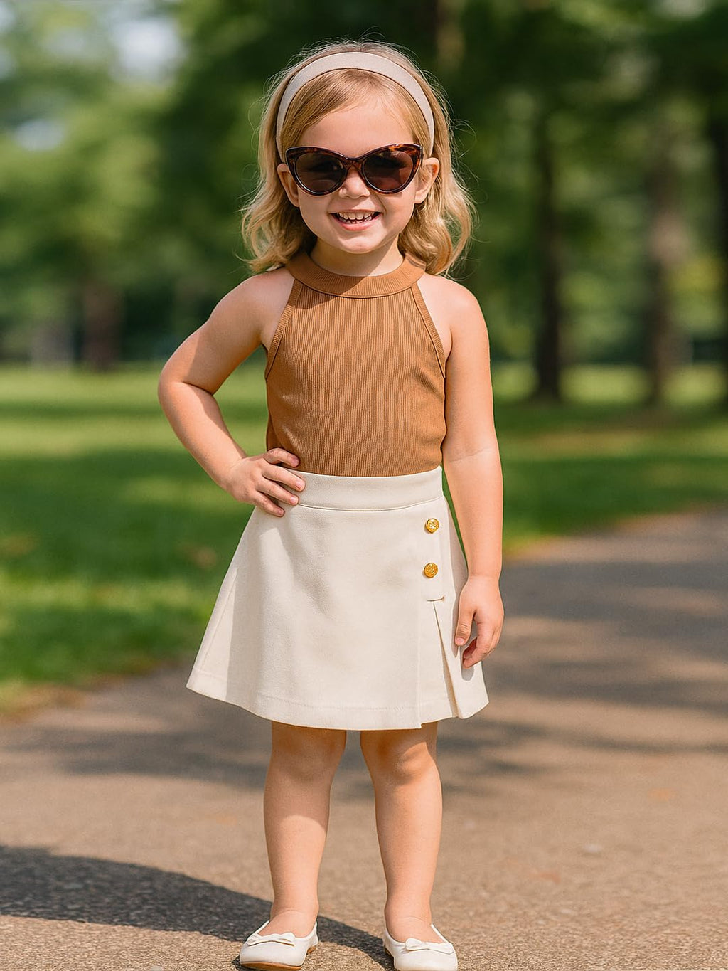 A.T.U.N. (ALL THINGS UBER NICE) Girls Stylish Two Piece Outfit Set with Sleeveless Tank Top and Skort | Casual Summer Clothing
