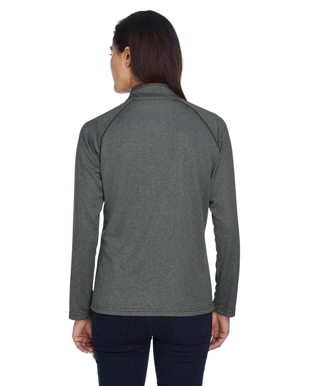 Ladies Stretch Tech-Shell compass Quarter-Zip - DK gREY HEATHER - S(D0102H7Y5VT)