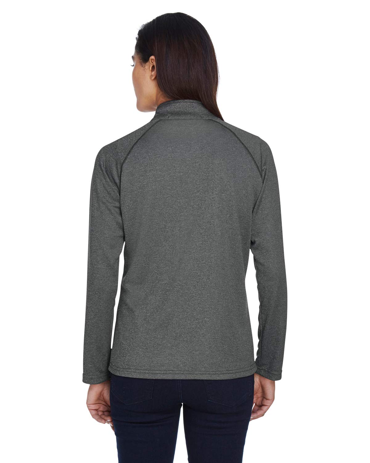 Ladies Stretch Tech-Shell compass Quarter-Zip - DK gREY HEATHER - S(D0102H7Y5VT)
