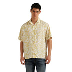 Pepe Jeans Men Rayon Printed Relaxed Fit Shirt (Pm308705_Yellow, X-Large)