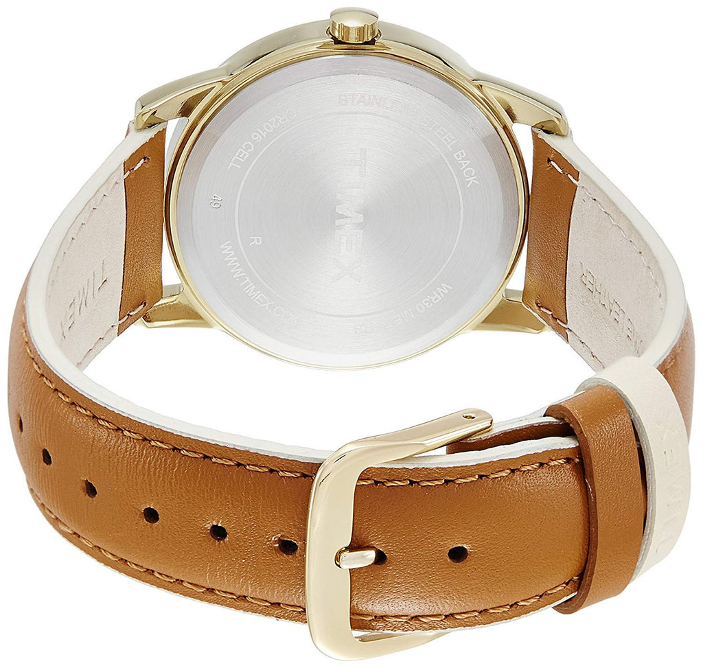 Timex Women's Easy Reader 38mm Watch - Gold-Tone Case Cream Dial with Brown & Pink Leather Strap
