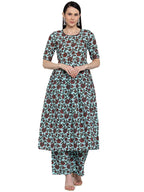 Gosriki Women'S Multi Cotton Anarkali Kurta With Plazzo (Daisy Multi_M) Multicolour