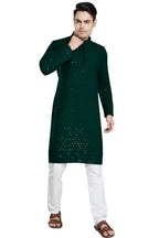 DIVISIVE Mens Sequince Embroidered Cotton Blend Only Slim Fit Kurta (DKRT18_XXXL_Bottle Green)