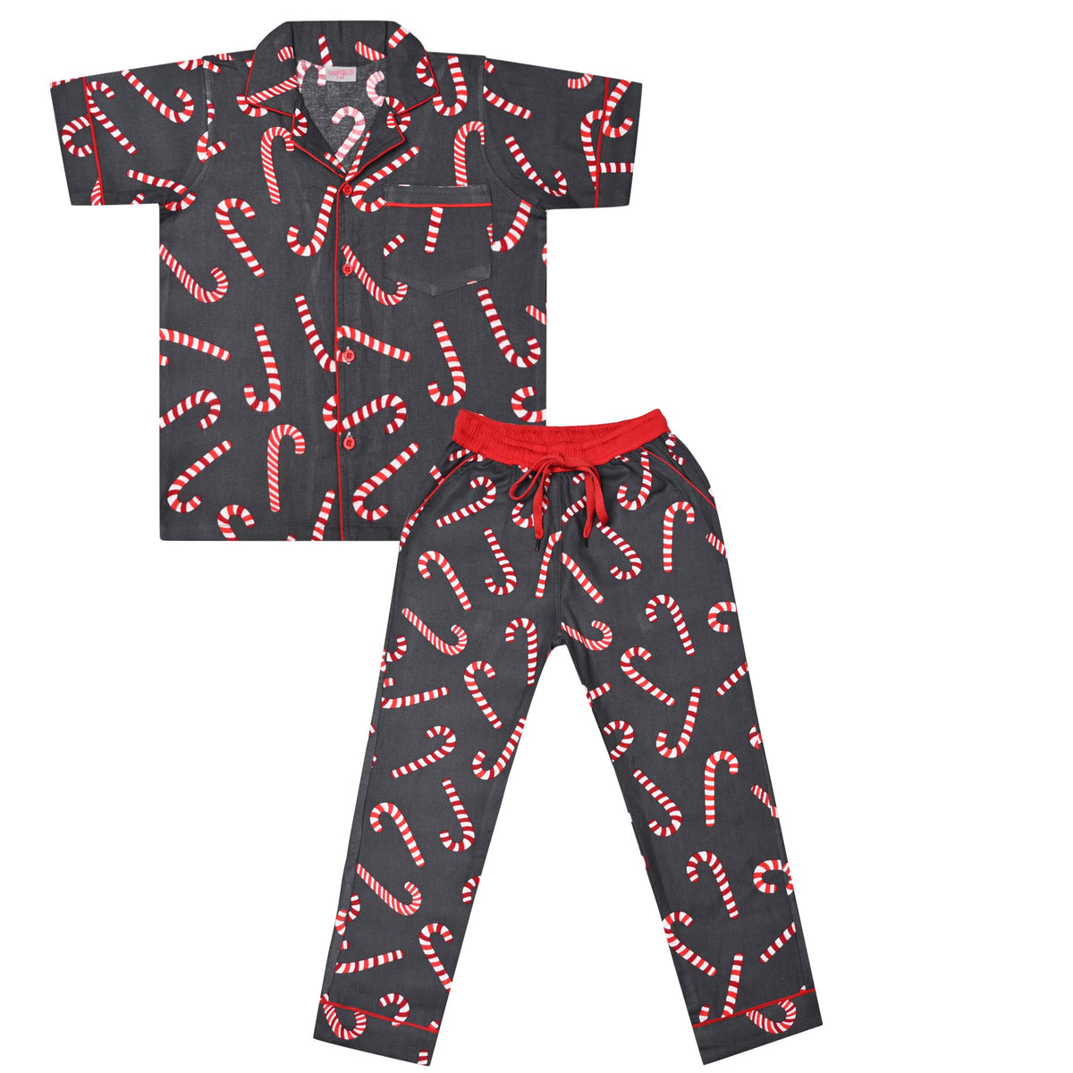 SHOPmOZO Unisex Pure Cotton Flannel Warm Short Sleeve Kids Nightwear/Nightdress/Sleepsuit/Sleepwear/Night Suit for Boys and Girl 13-14