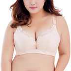 ESETAY Plus Size Push up Bra 44C Beige Breathable Oversized Deep V Padded Underwire Bra for Women