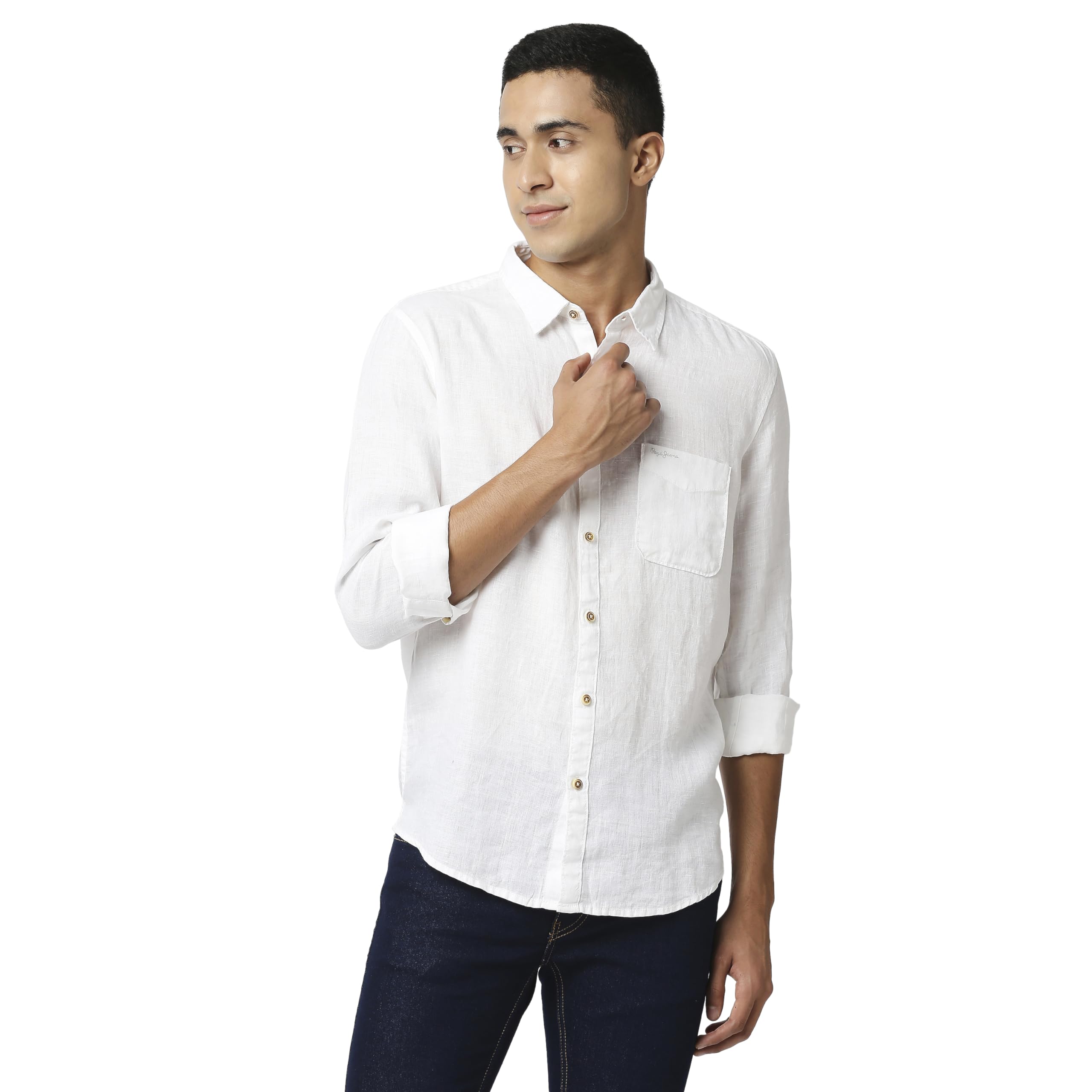 Pepe Jeans Mens Kingsman Pure Linen Shirt, White,M