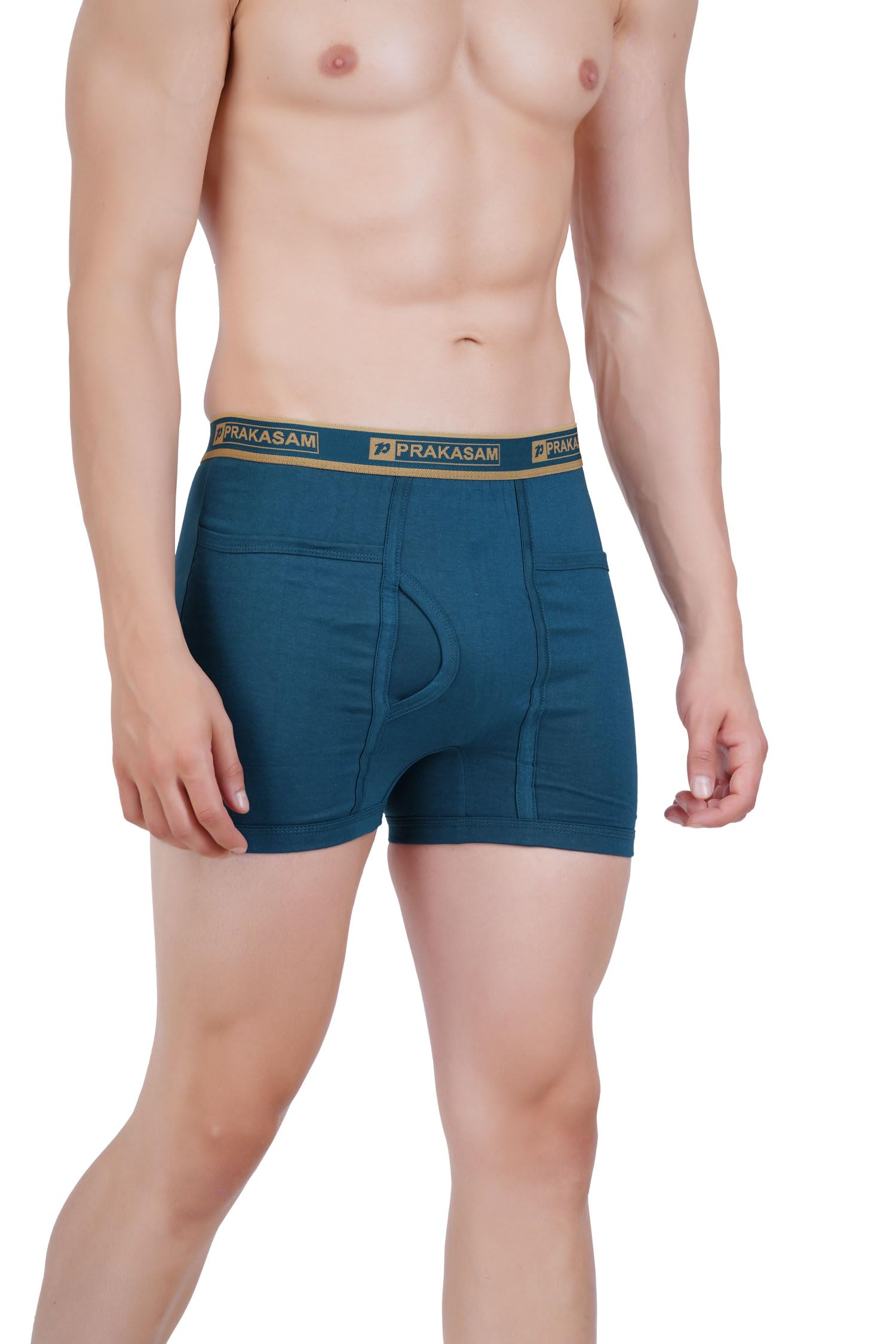 PRAKASAM COTTON -Marlow Mens 100% Pure Combed Cotton Outer Elastic Pocket Trunks (Pack of 2)