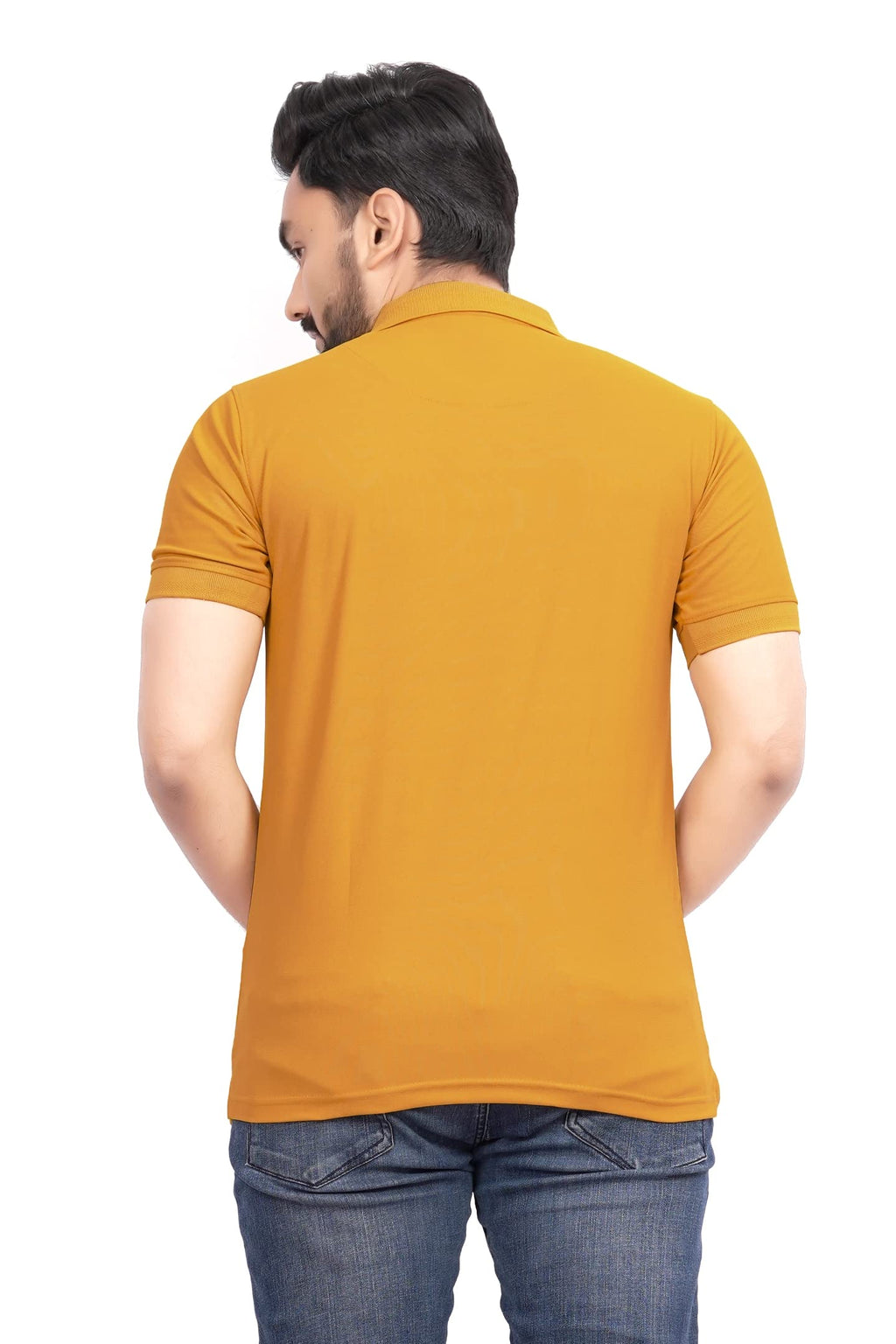 More & More MenS Solid Regular Fit T-Shirt (Bb Polo Mustred Yellow