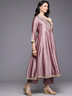 Varanga WomenS Mauve Zari Embroidered Sequins Embellished Anarkali Kurta With Bottom And Dupatta