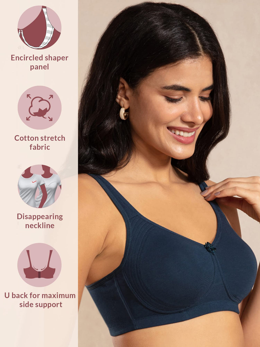 Nykd Everyday Cotton Bra For Women - Encircled With Love | Non-Padded | Wirefree | Full Coverage With Side Support Shaper (Nyb16
