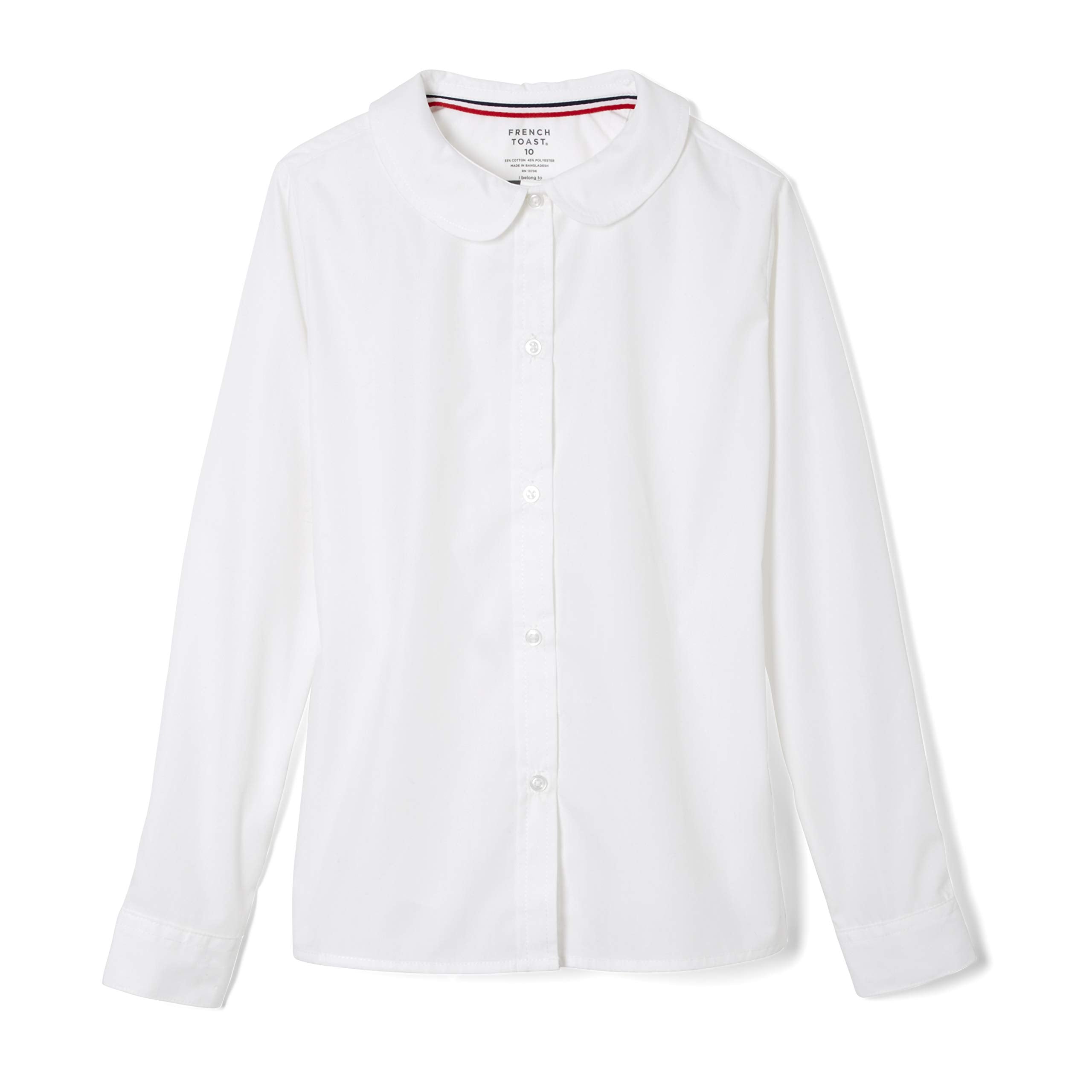French Toast girls Long Sleeve Woven Shirt with Peter Pan collar (Standard  Plus), White, 4T