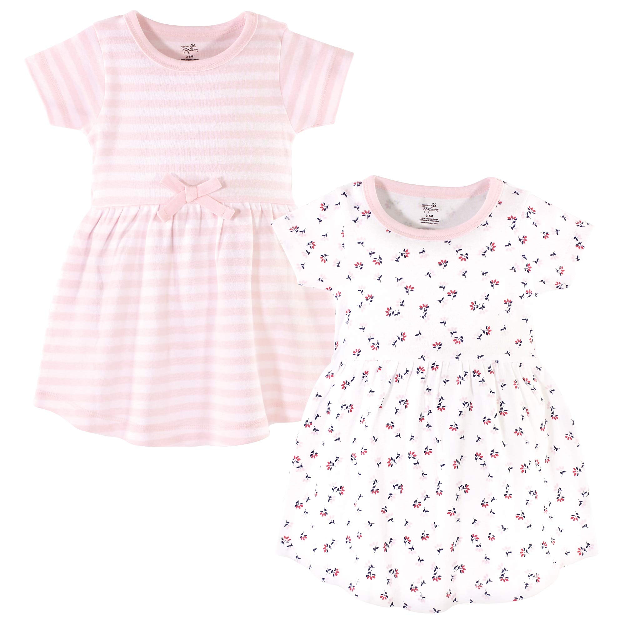 Touched by Nature girls, Toddler, Baby and Womens Organic cotton Short-Sleeve and Long-Sleeve Dresses, Tiny Flowers Short Sleeve