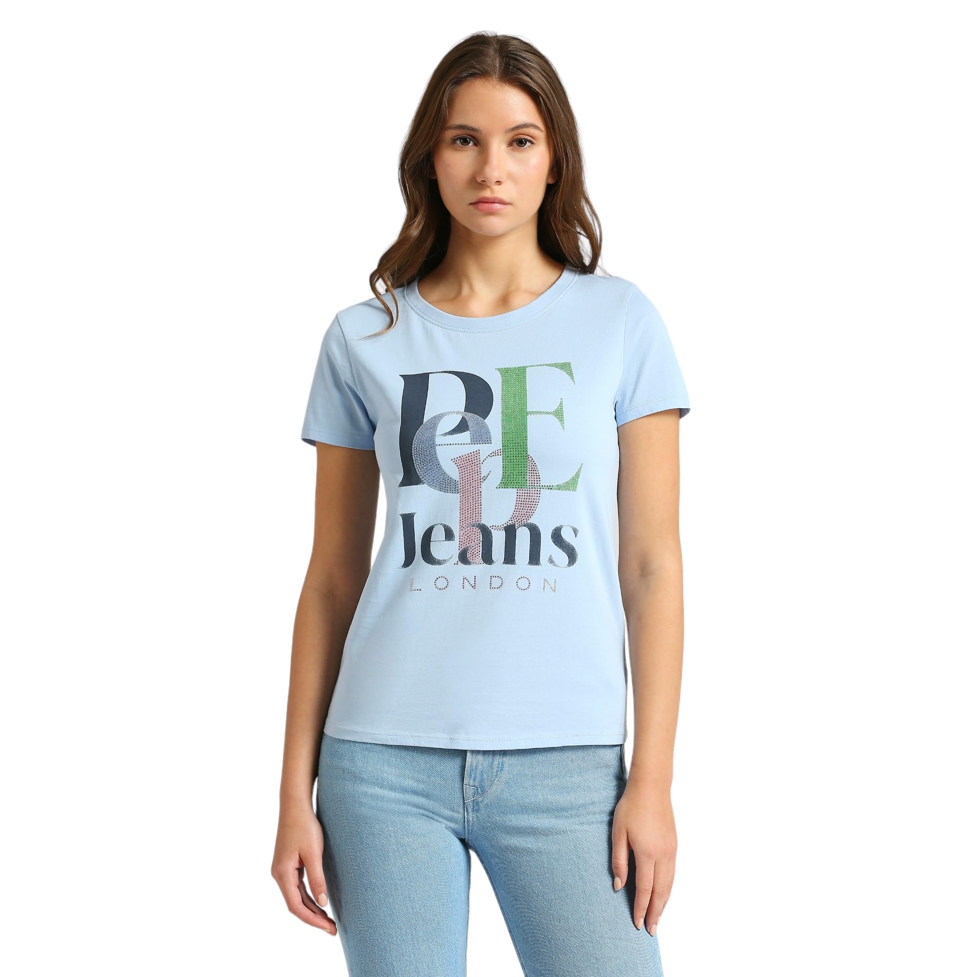 Pepe Jeans WomenS Regular Fit T-Shirt (Pl505932_Bay Blue