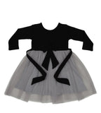 Tagas Girls Contrast Mesh Flounce Sleeve Dress Black