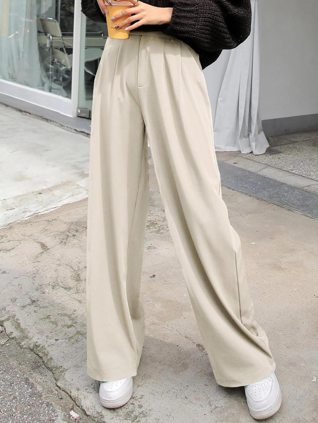 Kotty Womens Cotton Blend Straight Fit Solid Trousers