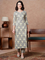 ANNI DESIGNER Ladies Cotton Kurta with Trousers, grey, S