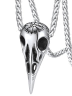 FaithHeart Viking Raven Skull Necklace for Men Stainless Steel Punk Crow Head Pendant Gothic Jewelry Halloween Accessories