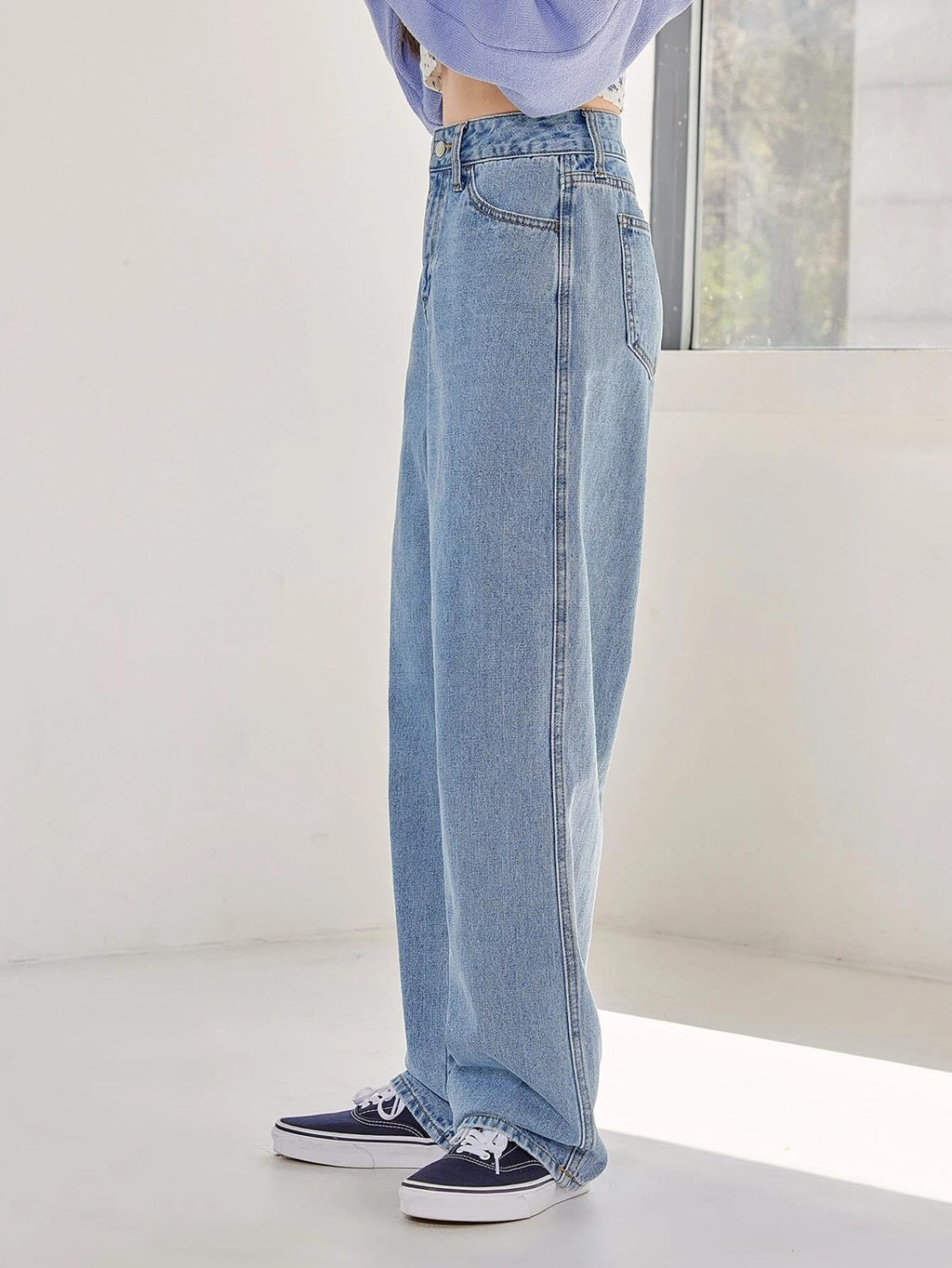 Kotty Womens Solid High Rise Cotton Lycra Blend Relaxed Fit Jeans