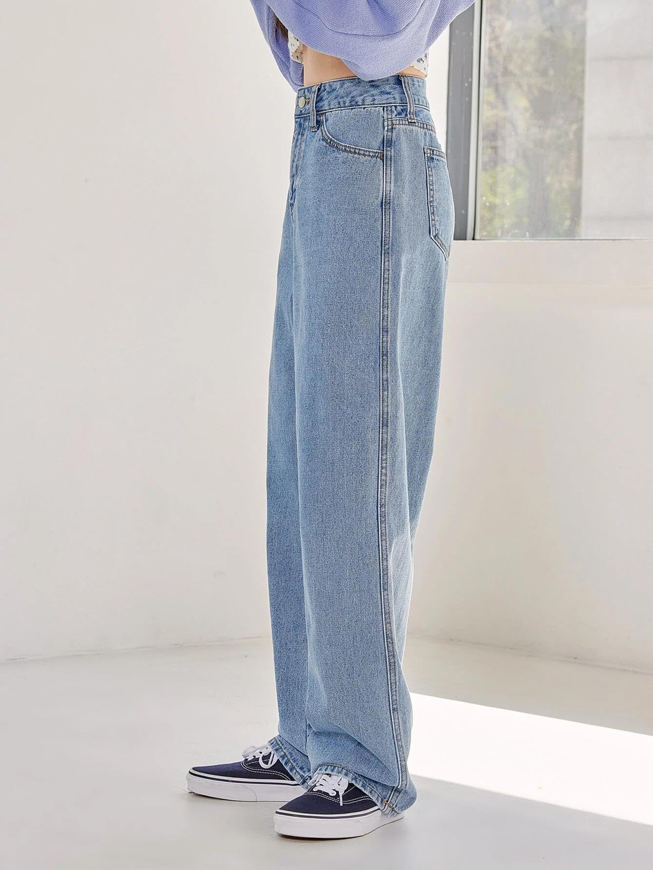 Kotty Womens Solid High Rise Cotton Lycra Blend Relaxed Fit Jeans