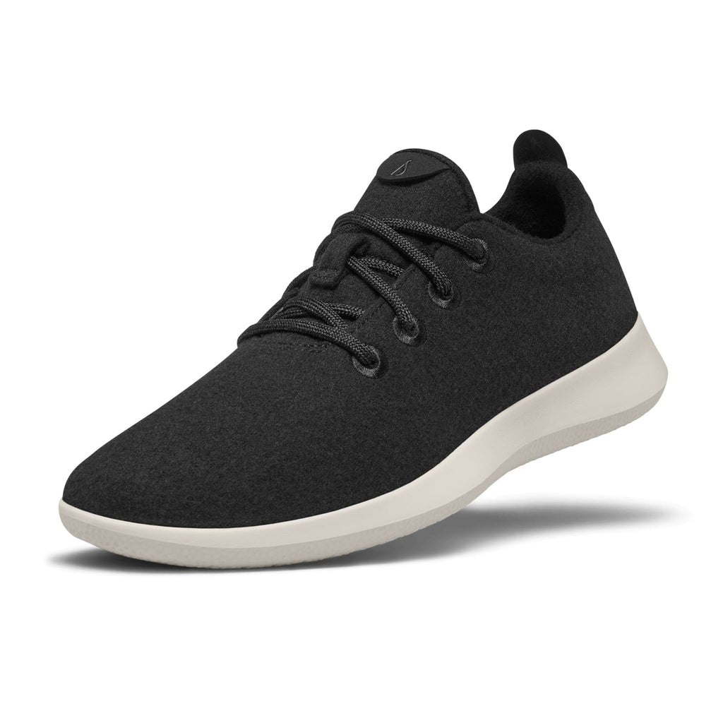 Allbirds Mens Wool Runners Everyday Sneakers, Machine Washable Shoe Made with Natural Materials - True Black (Cream Sole) - 9 Me