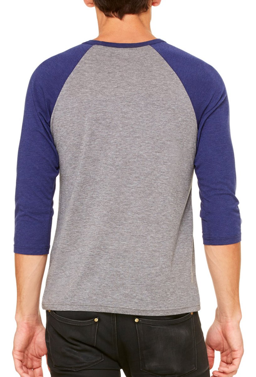 Unisex 34-Sleeve Baseball T-Shirt - gRY cHR BLK TRB - S(D0102H7WgT6)