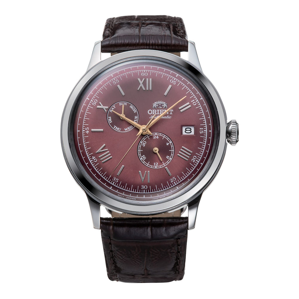 Orient Bambino GMT Version 8 Leather Strap Red Dial Automatic RA-AK0705R10B Men's Watch