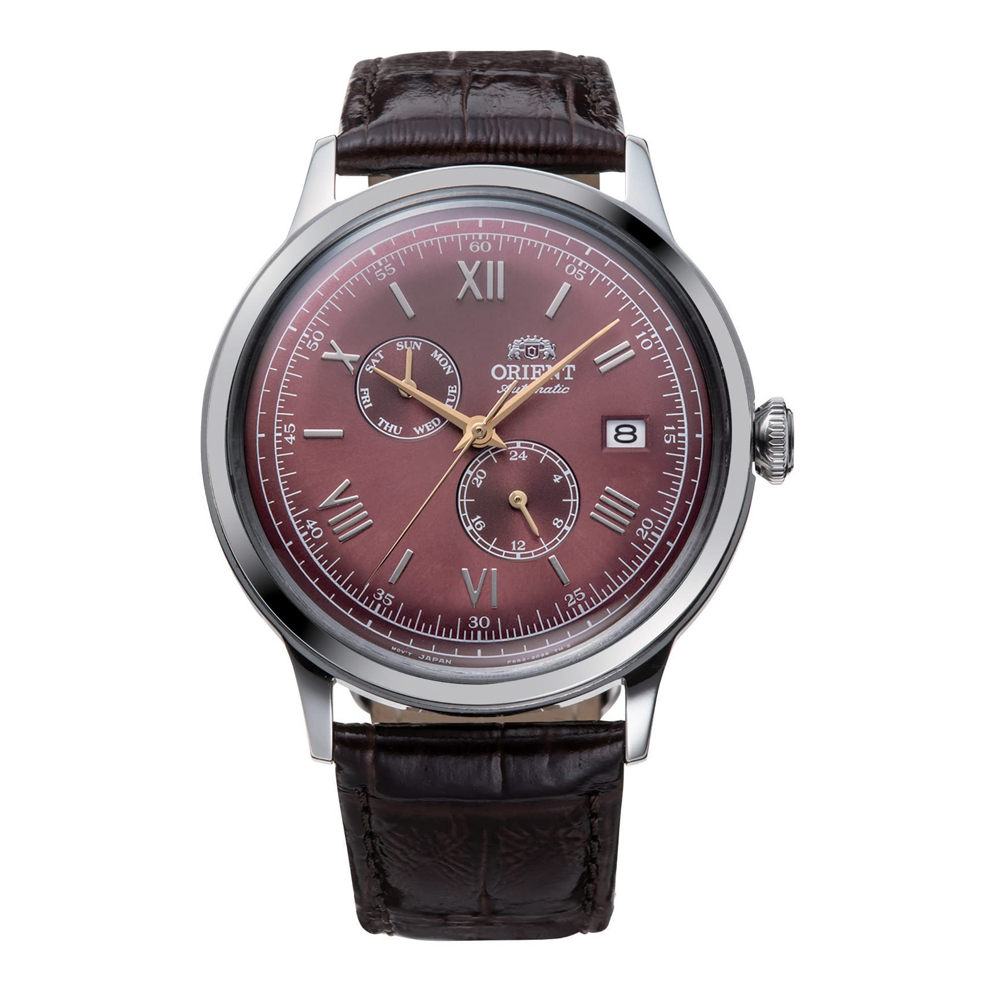 Orient Bambino GMT Version 8 Leather Strap Red Dial Automatic RA-AK0705R10B Men's Watch