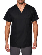 Dickies Men's Tall V-Neck Scrub Double Chest Pocket Top, Black, 3X-Large Big