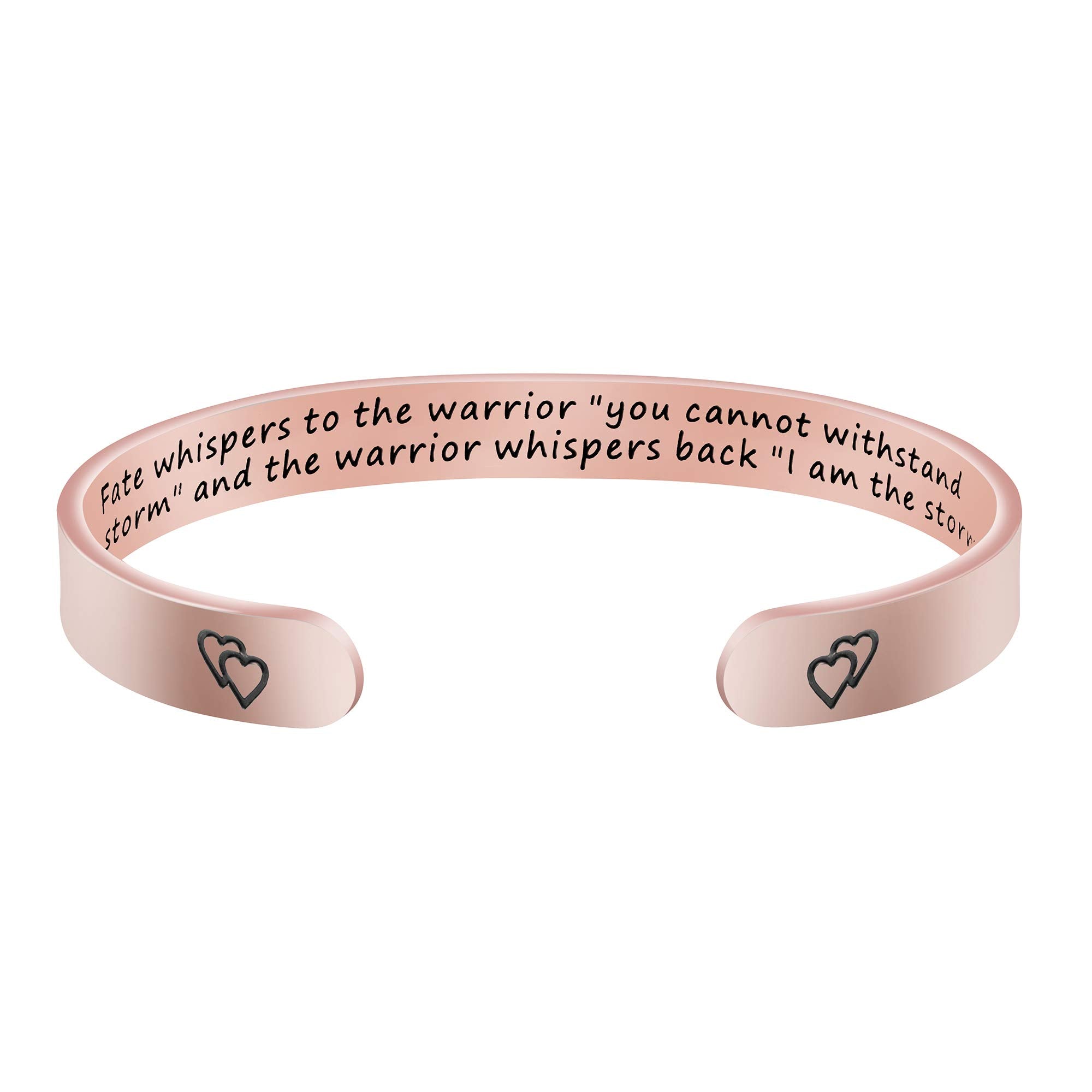 JoycuFF Women Calm Gift for Her Inspirational Christmas Cuff Bangle Bracelets Fate Whispers to The Warrior You Cannot Withstand 
