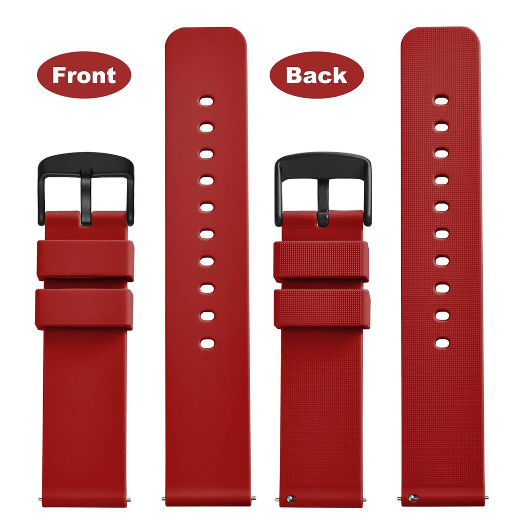 WOCCI 24mm Silicone Watch Band, Quick Release Rubber Replacement Strap with Black Stainless Steel Buckle (Christmas Red)