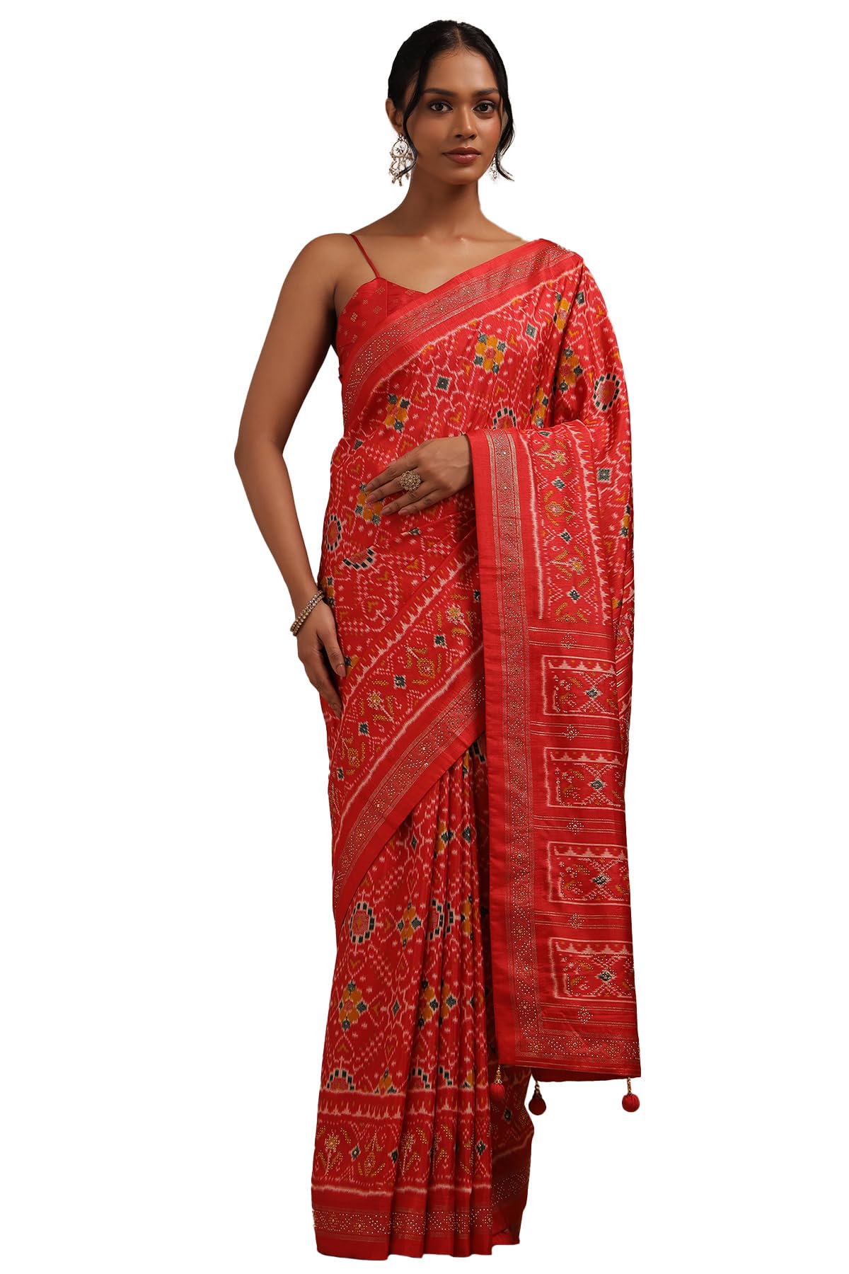 Soch Women Dola Silk Ikat Print Saree with Work